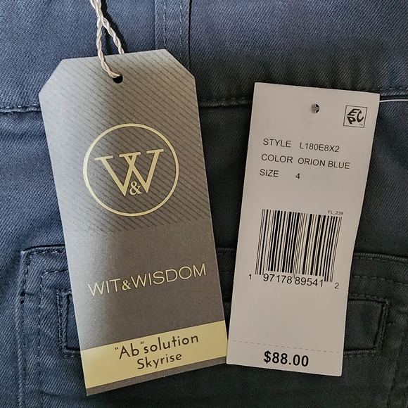 Wit & Wisdom Ab Solution Pants High Rise Wide Leg Front Seam Color Orion Blue 4 - Picture 4 of 10